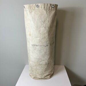 Vintage Military Duffel Bag Large White Canvas Stenciled Sea Bag Laundry Tote